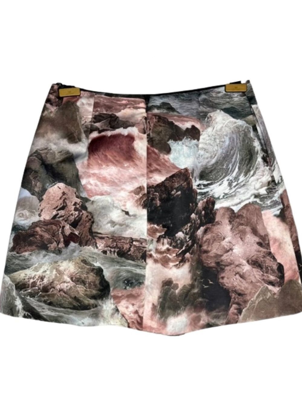 Carven Wave Coastal Pleated A-Line Mini Skirt FR 42/US 10 - Picture 4 of 8